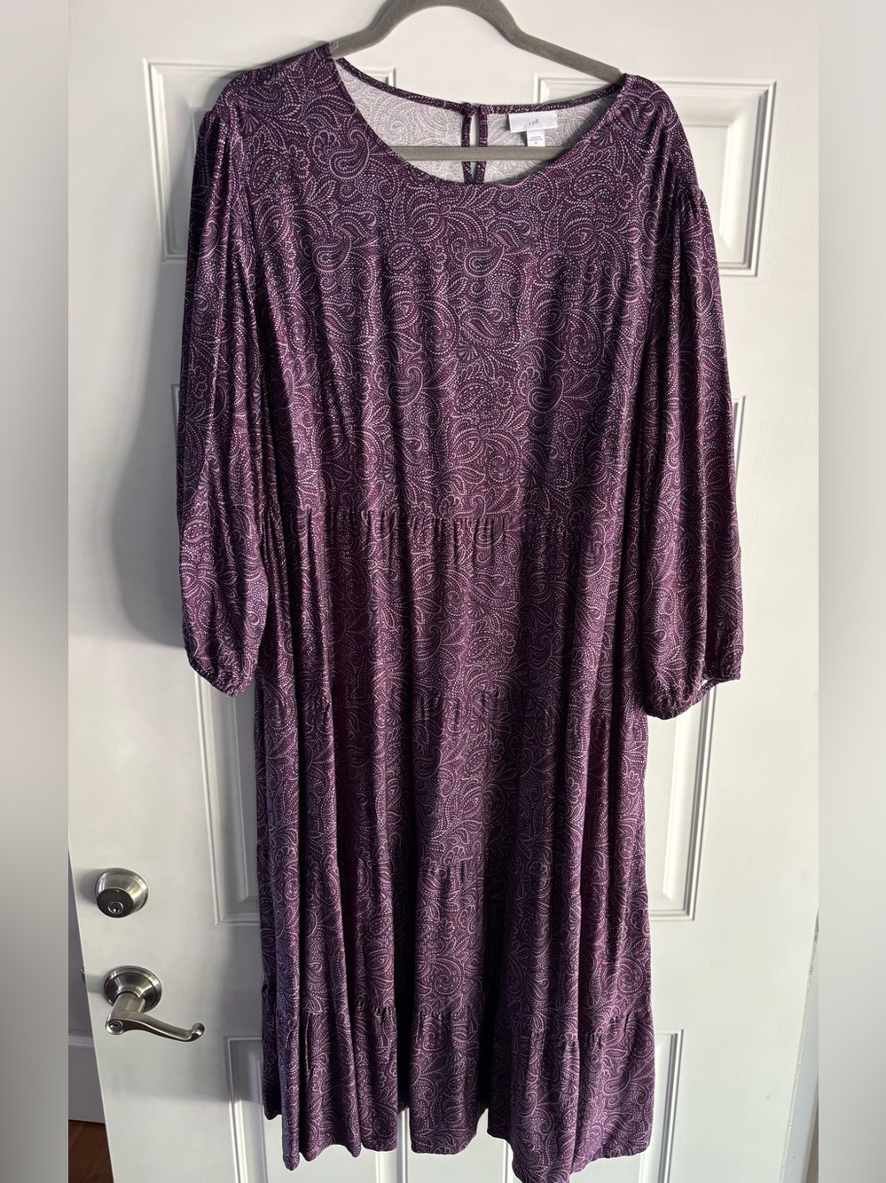 J Jill Tiered Ruffle Paisley Prairie Cottage Flounce Hem Midi Maxi Dress Women X
